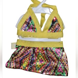 Zack & Zoey 2 Piece Dog Bikini Set Swimwear X-SMALL Retro Pattern Sequins NWOT